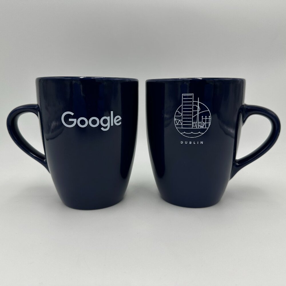 2 Google Dublin, Ireland Offices Employee 12 oz Coffee Mugs / Navy Blue